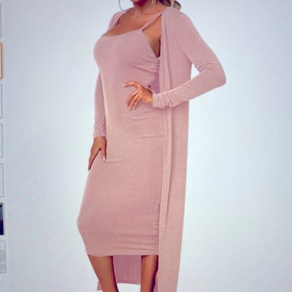 2 Piece Women Dress & Cardigan